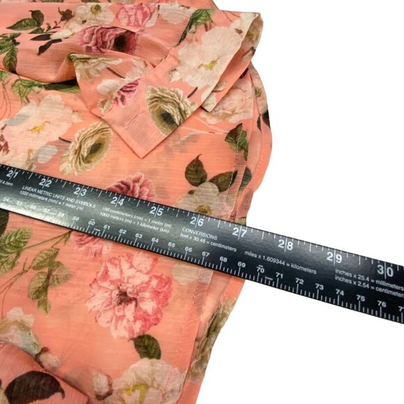 KUT FROM THE CLOTH Women Jasmine Top Size XS Orange Sheer Casual Floral 68-9 - Picture 11 of 13